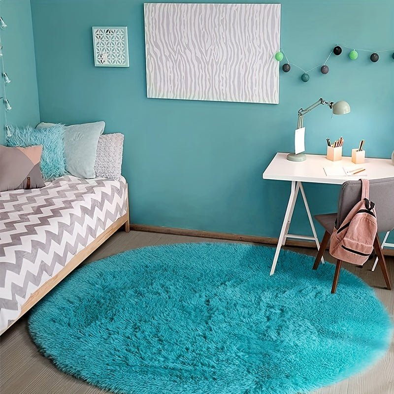 Rund Matta Fluffig för Hemmet - Mysig och Halkfri Design, Tvättbar 160 cm 1