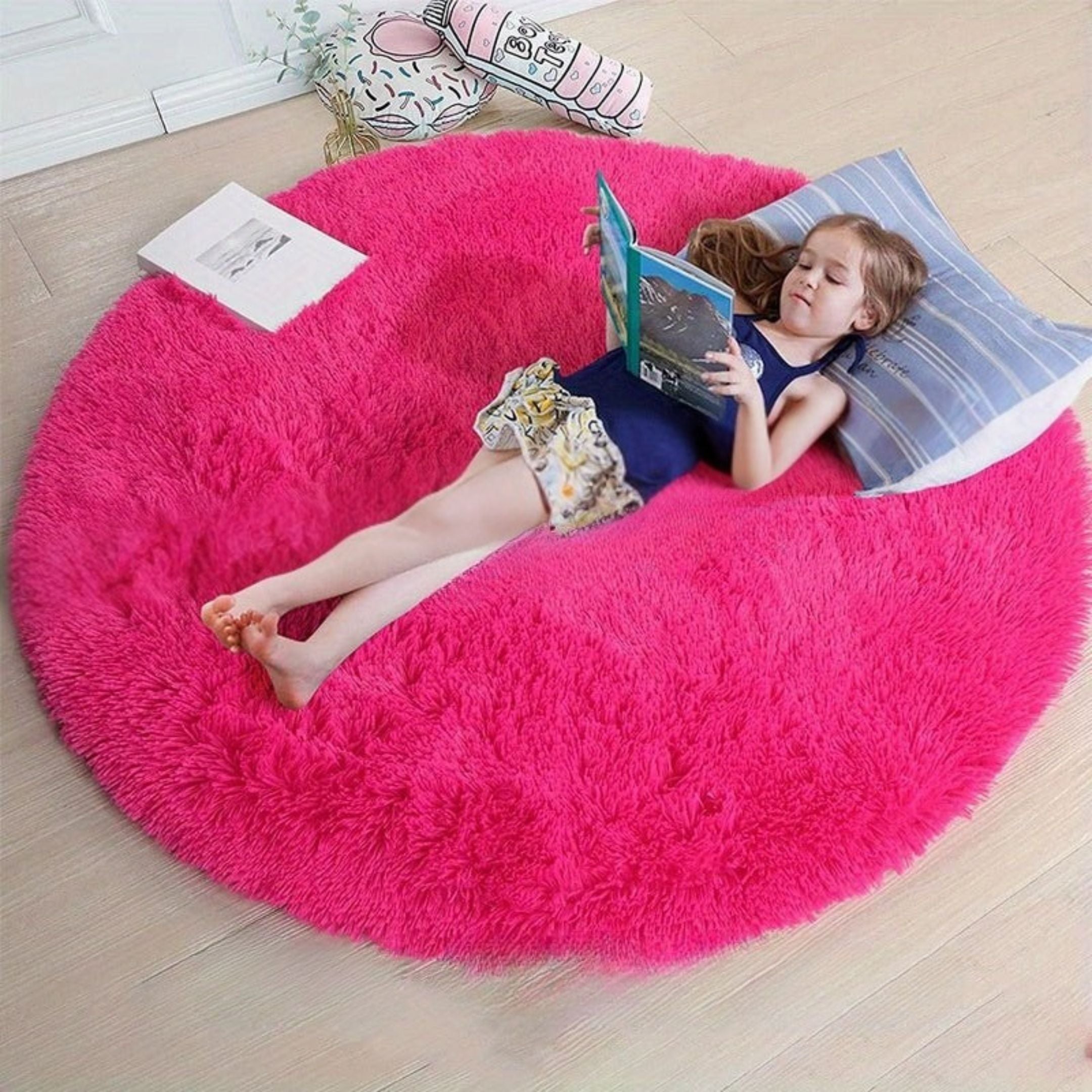 Rund Matta Fluffig för Hemmet - Mysig och Halkfri Design, Tvättbar 160 cm 10