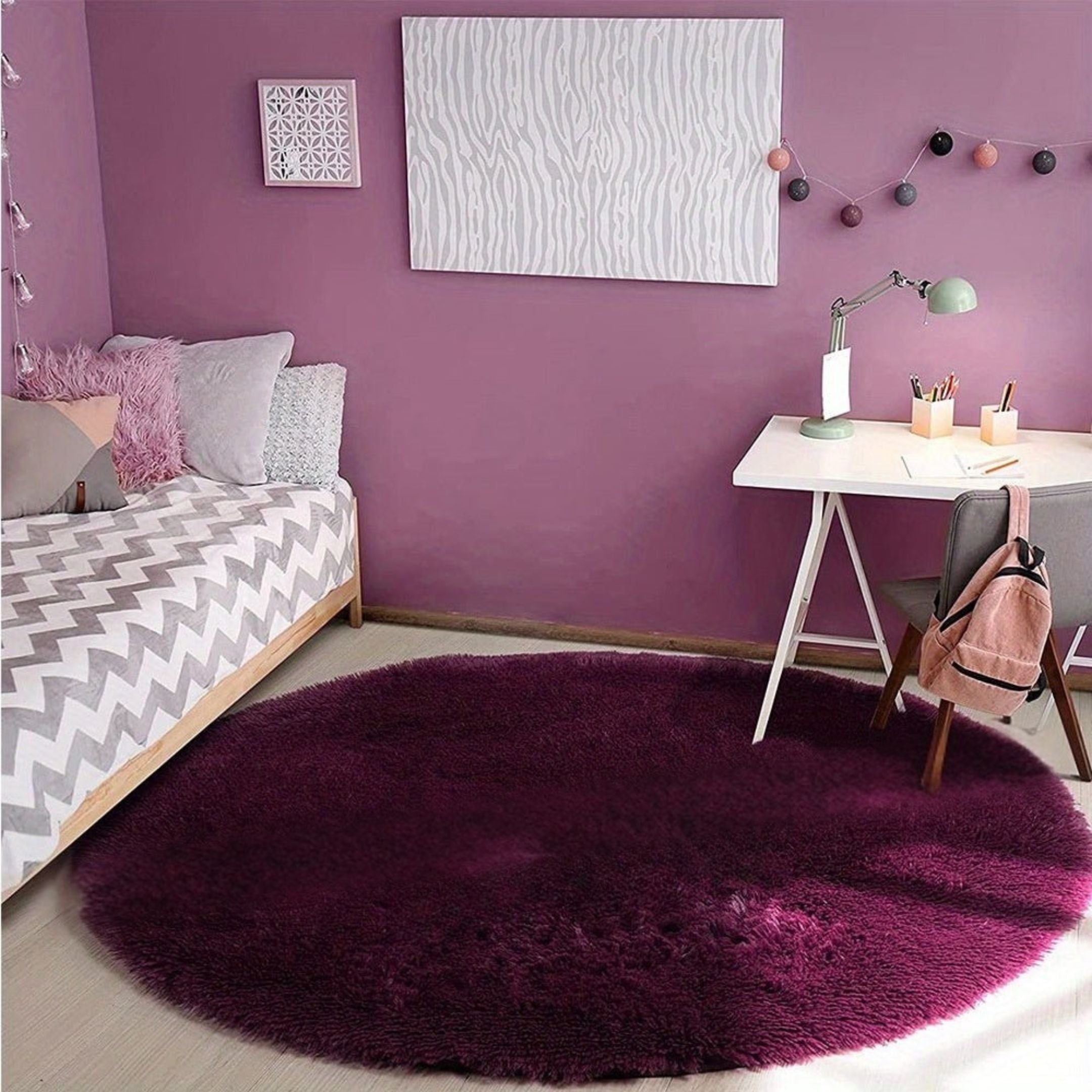 Rund Matta Fluffig för Hemmet - Mysig och Halkfri Design, Tvättbar 160 cm 14
