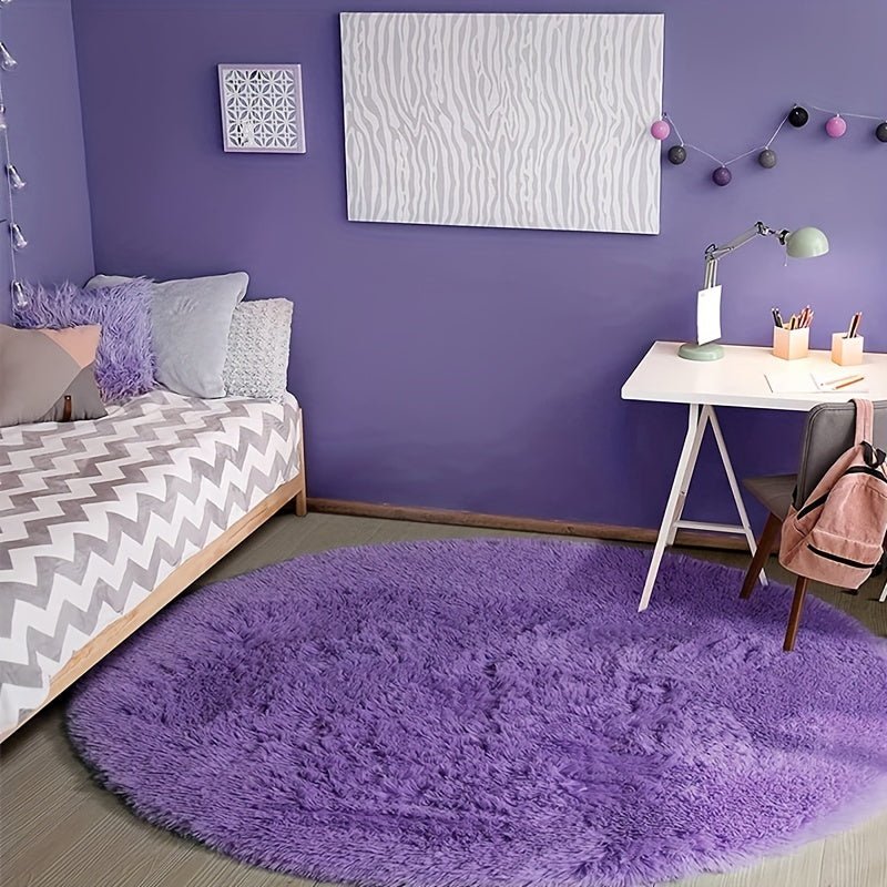 Rund Matta Fluffig för Hemmet - Mysig och Halkfri Design, Tvättbar 160 cm 16