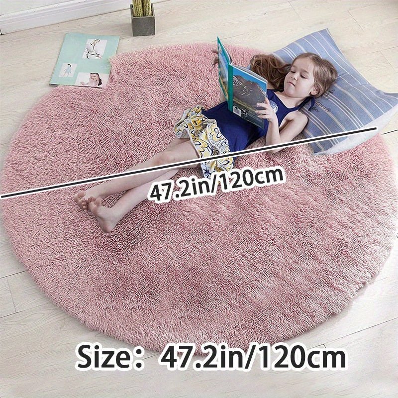 Rund Matta Fluffig för Hemmet - Mysig och Halkfri Design, Tvättbar 160 cm 2