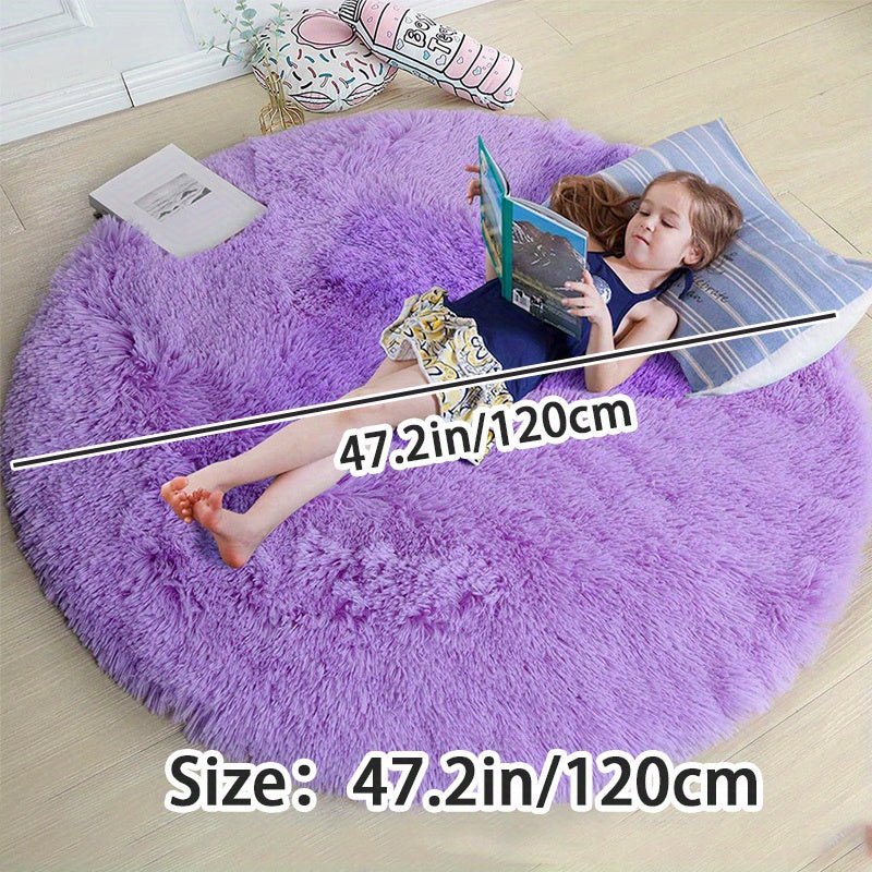 Rund Matta Fluffig för Hemmet - Mysig och Halkfri Design, Tvättbar 160 cm 7