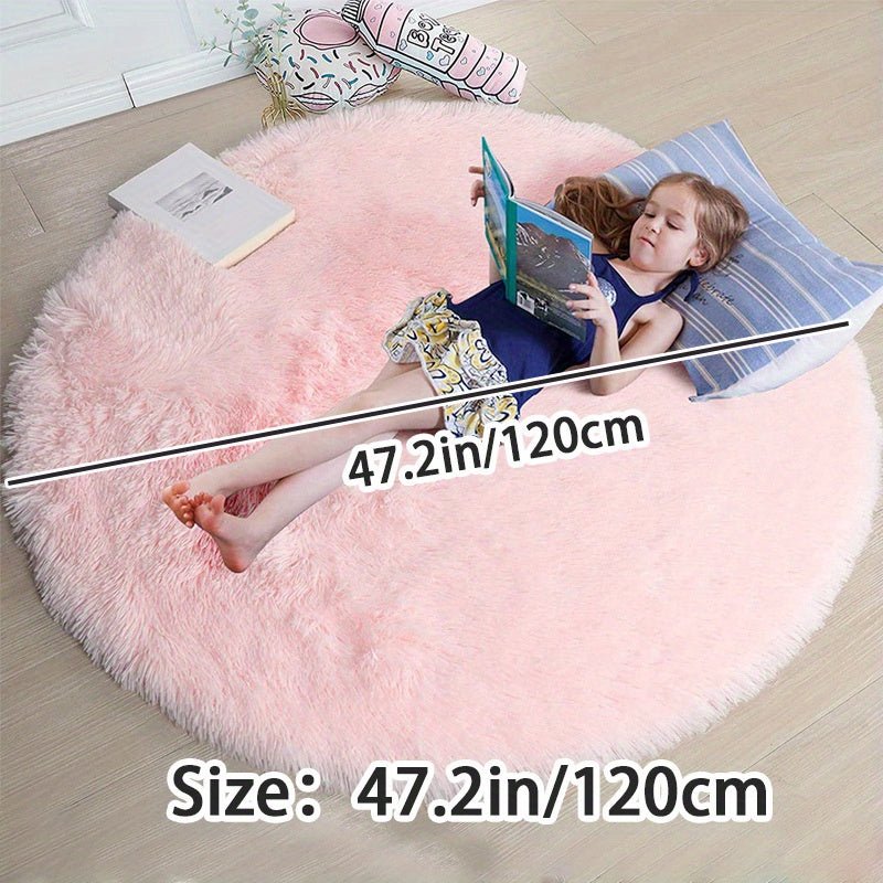 Rund Matta Fluffig för Hemmet - Mysig och Halkfri Design, Tvättbar 160 cm 8