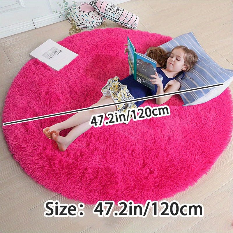 Rund Matta Fluffig för Hemmet - Mysig och Halkfri Design, Tvättbar 160 cm 9