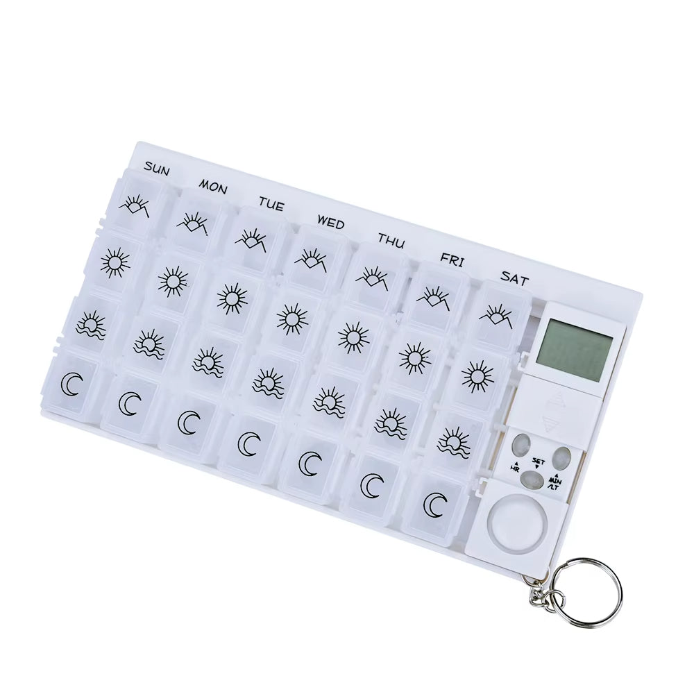 Smart Piller Dispenser med Alarm för Veckovis Organisering 0