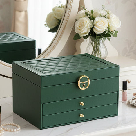 Smyckeskrin i Läder med Flerskiktig Design 0