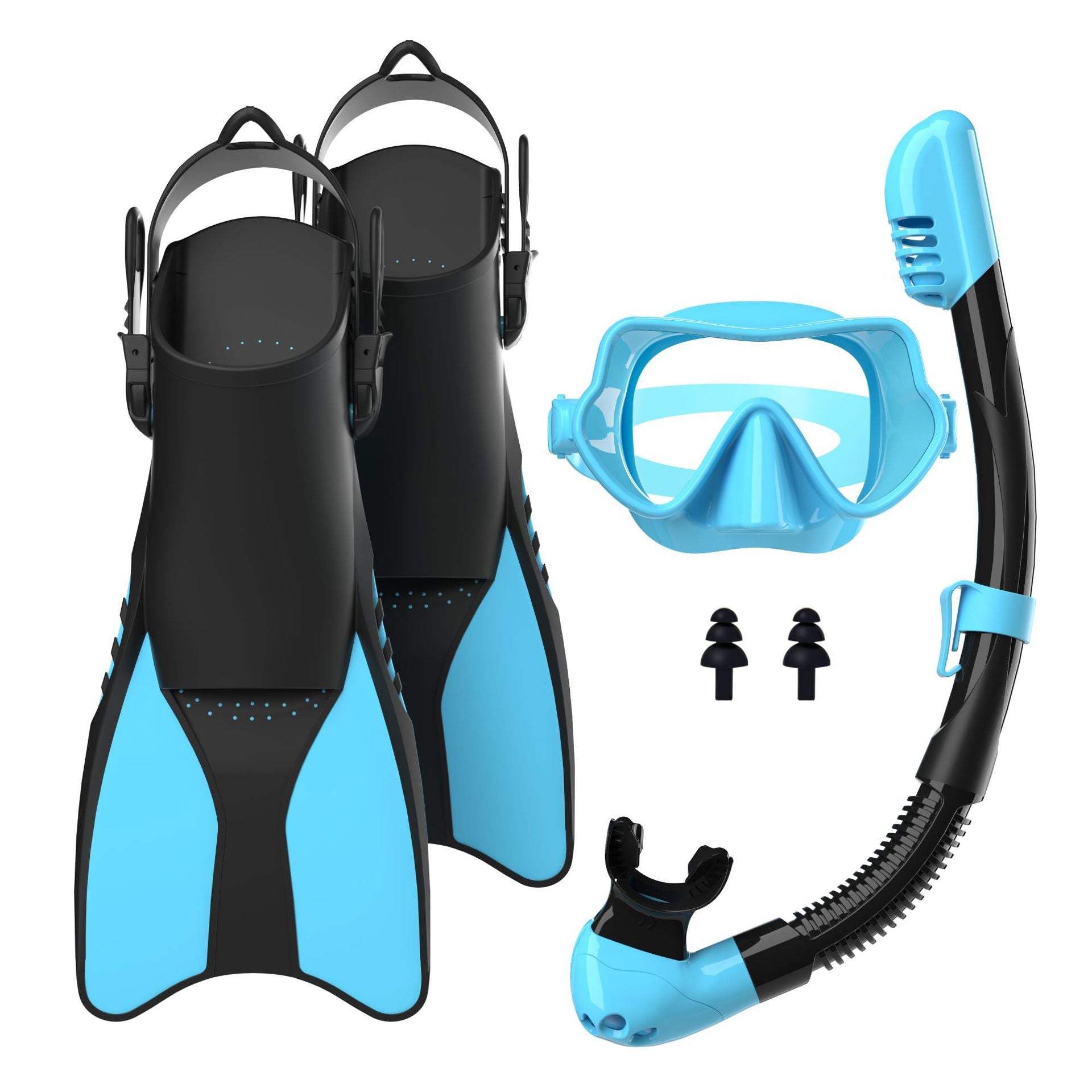 Snorkelset för vuxna med ergonomisk dykmask och simfenor 0
