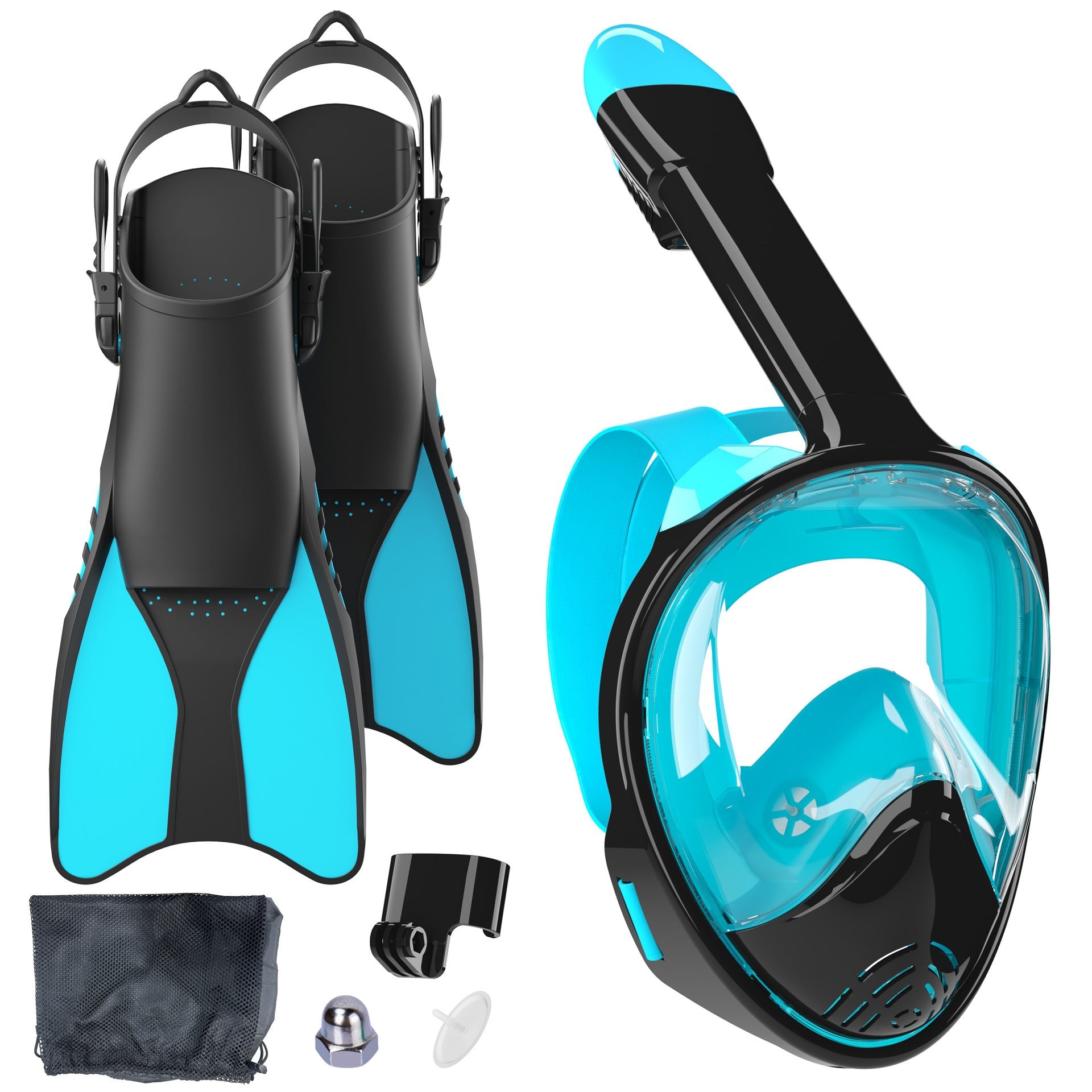 Snorkelset med helmask och fenor för vuxna 4