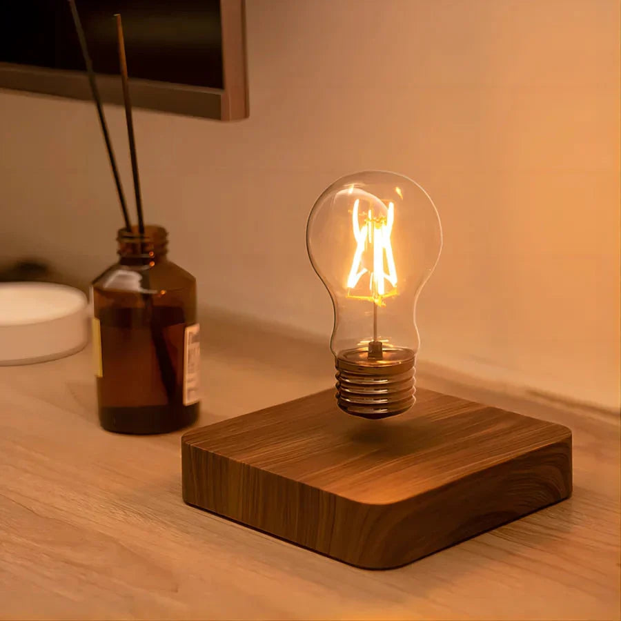 Svävande Glödlampa med Valnötsfot Modern Design 3