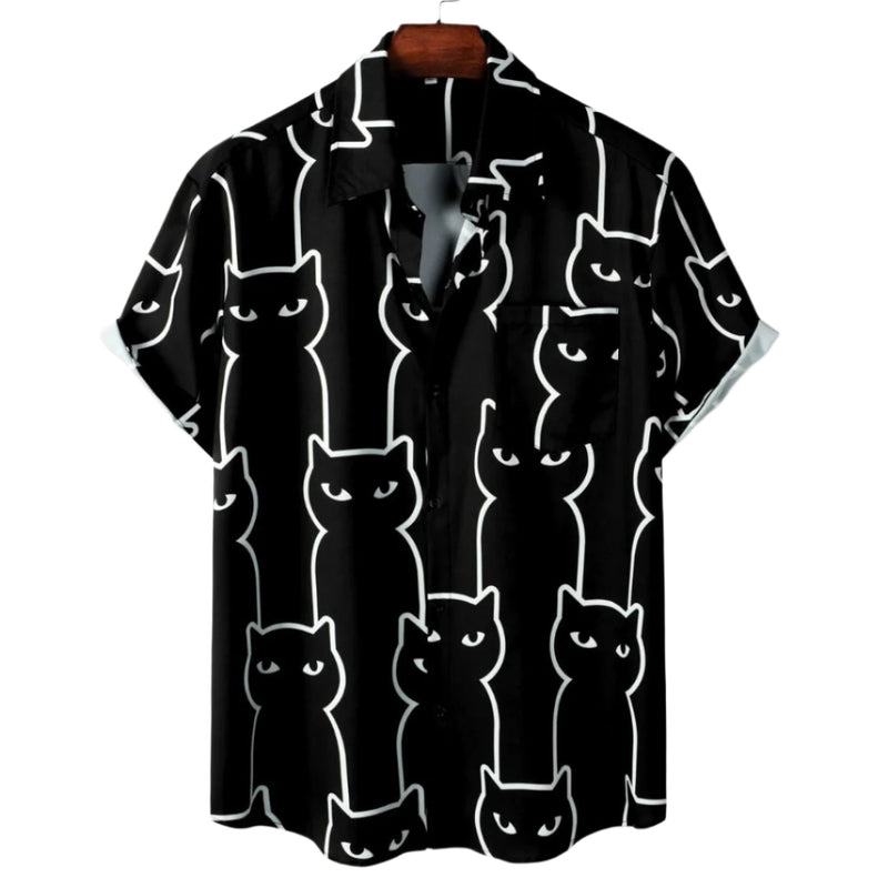 T-shirt för kvinnor med avslappnad passform och kattmotiv 0