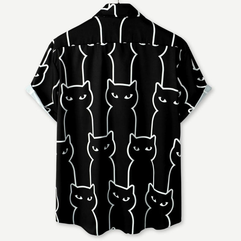 T-shirt för kvinnor med avslappnad passform och kattmotiv 1