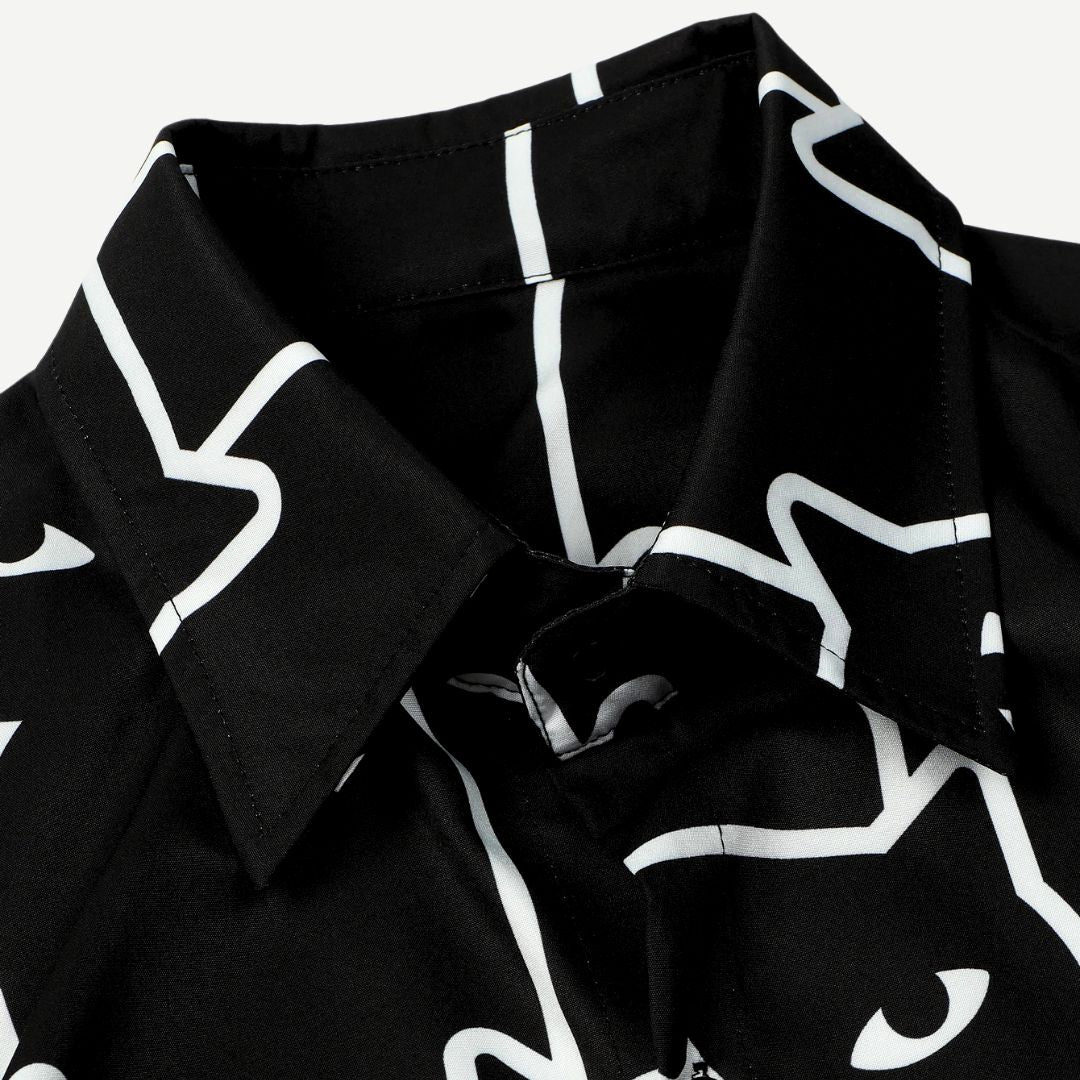 T-shirt för kvinnor med avslappnad passform och kattmotiv 2