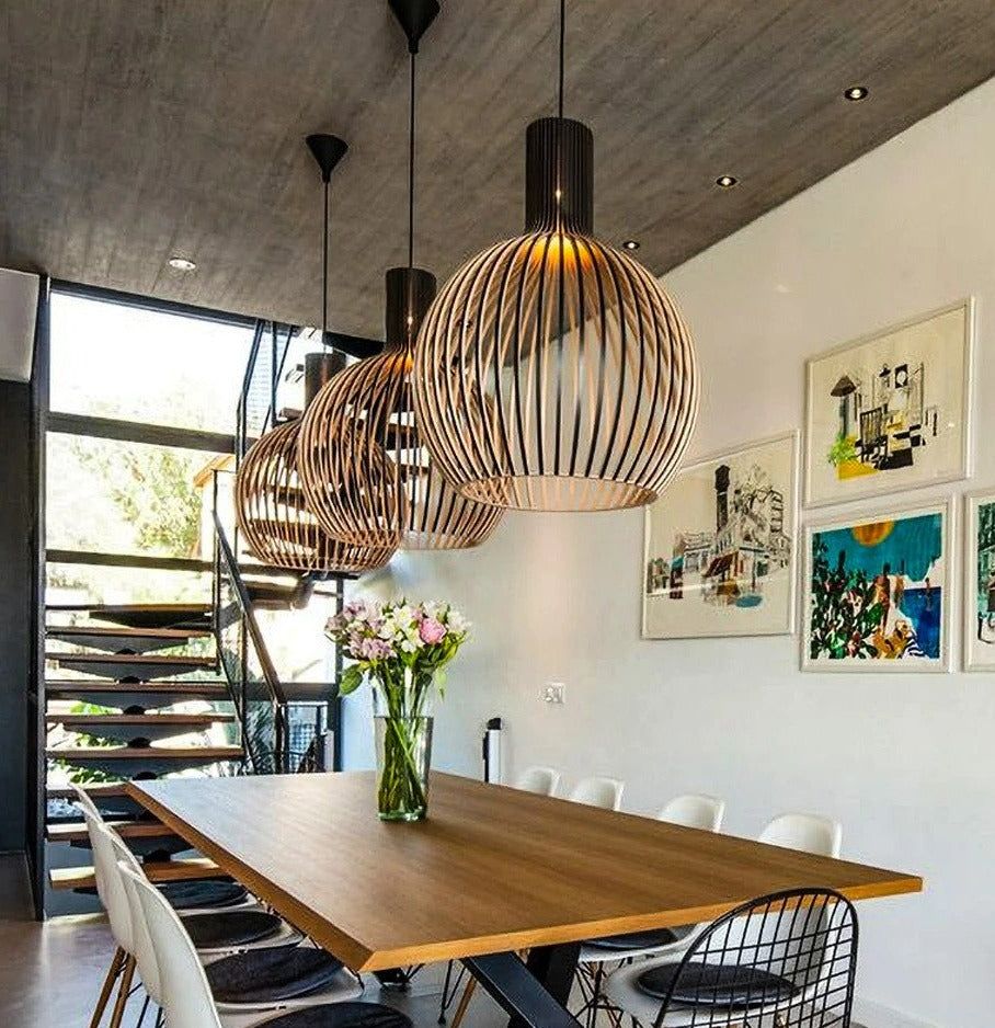 Taklampa Justerbar Höjd Trä för Vardagsrum, Kök och Sovrum 2