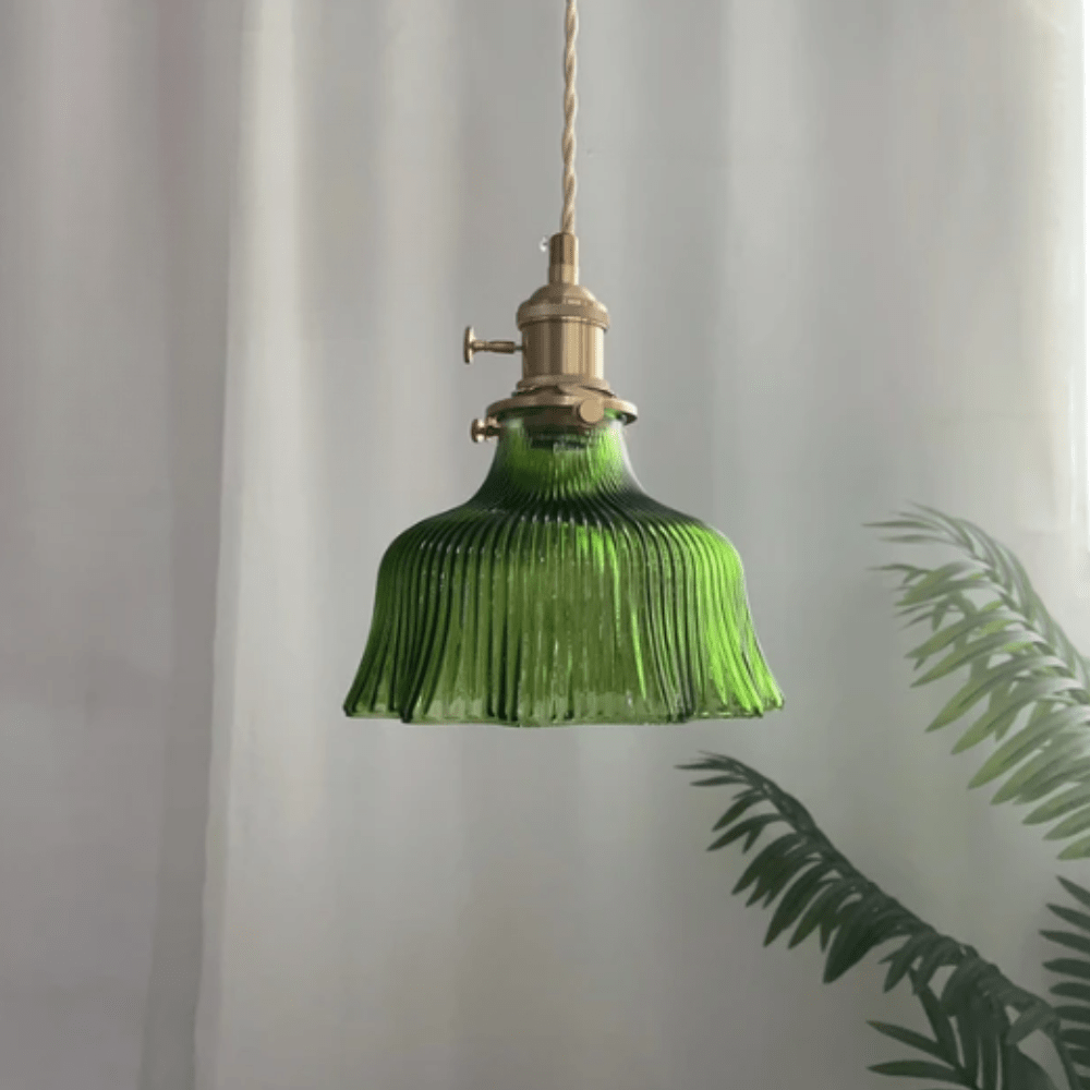Taklampa Vintage Stil för Matsal och Sovrum, Justerbar Höjd, Retrodesign med Glas och Koppar 0