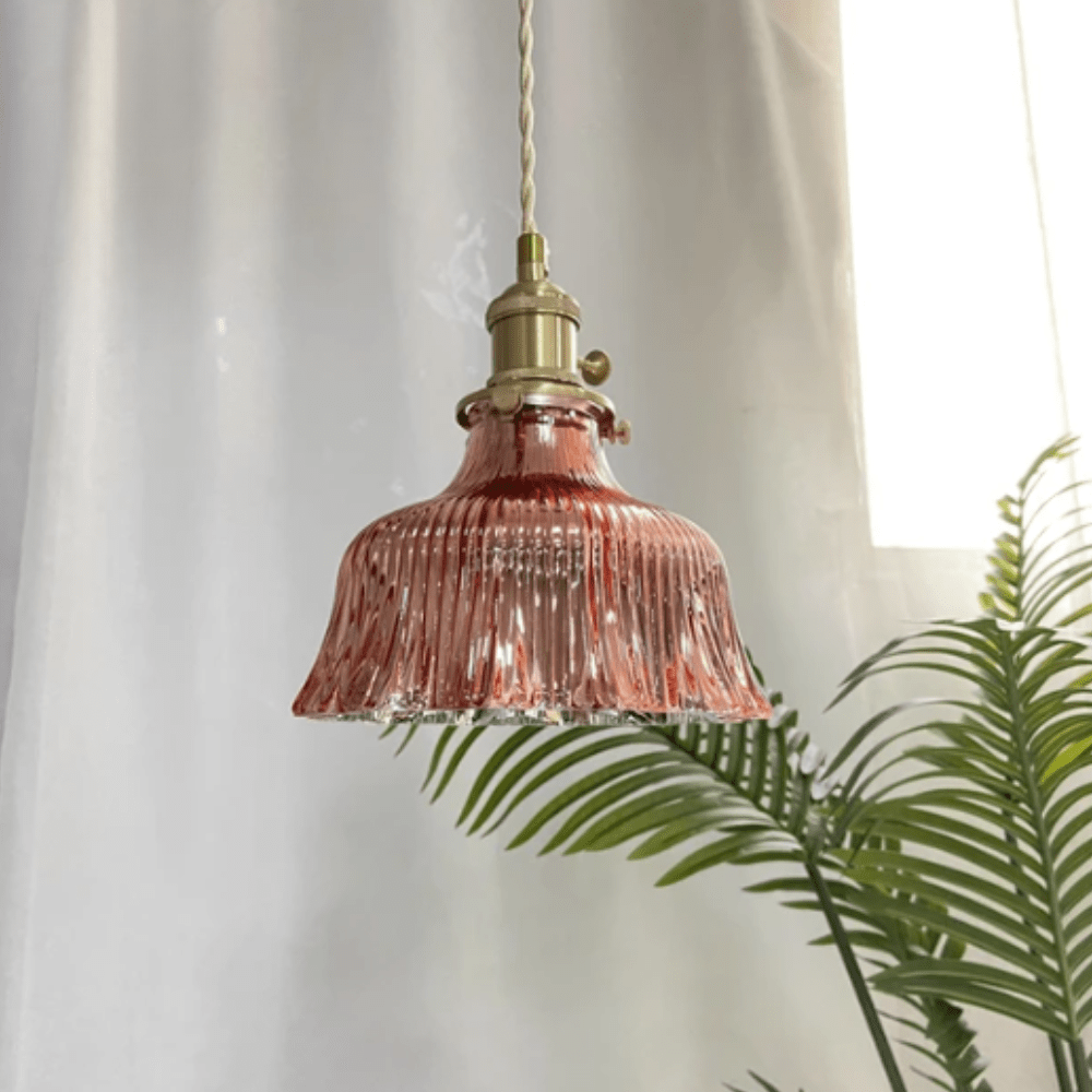 Taklampa Vintage Stil för Matsal och Sovrum, Justerbar Höjd, Retrodesign med Glas och Koppar 1