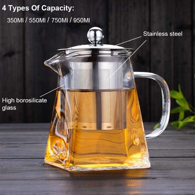 Tekanna av borosilikatglas med teinfusionsfilter 3