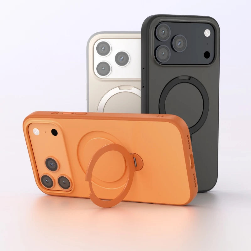 Telefonfodral med Roterande Ställ för iPhone Genomskinlig Design 1