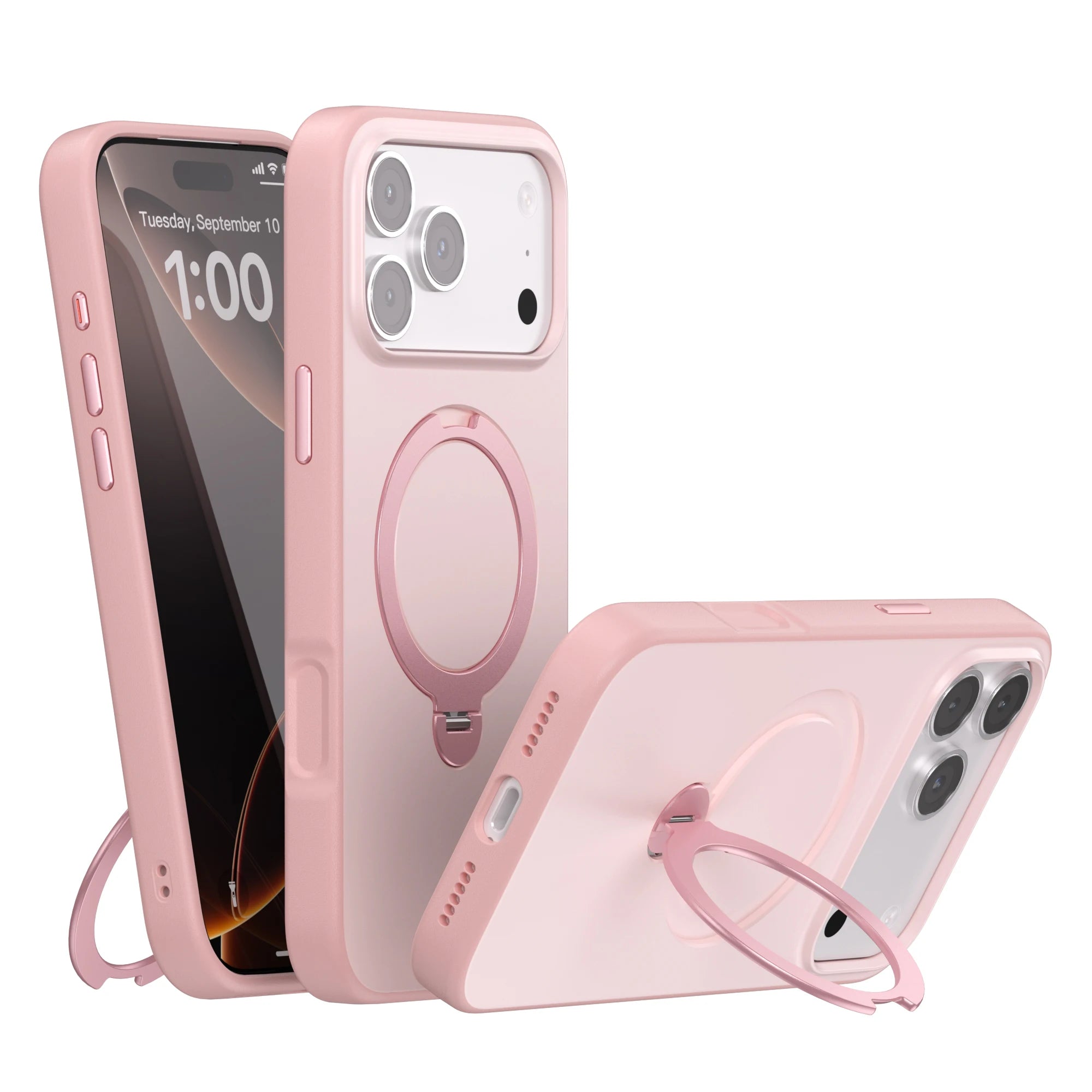 Telefonfodral med Roterande Ställ för iPhone Genomskinlig Design 6