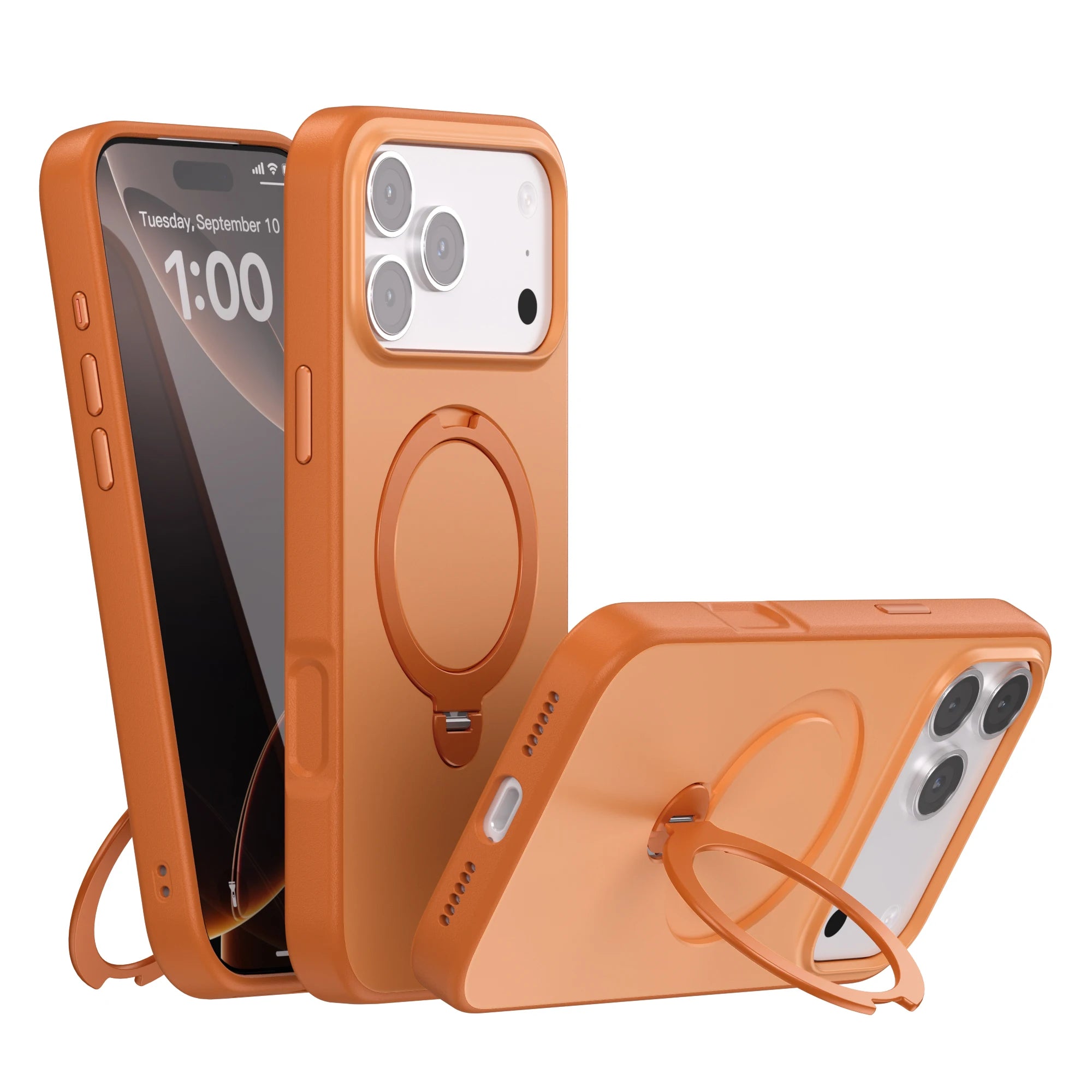 Telefonfodral med Roterande Ställ för iPhone Genomskinlig Design 7