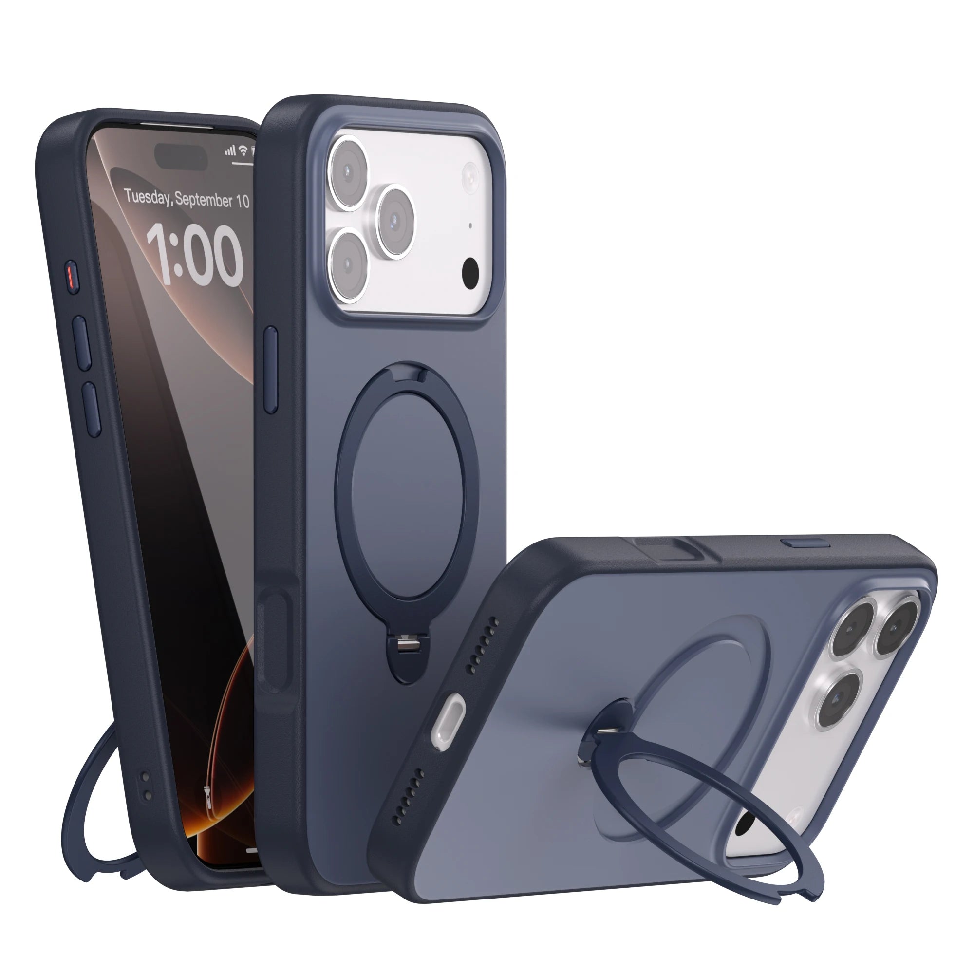 Telefonfodral med Roterande Ställ för iPhone Genomskinlig Design 8
