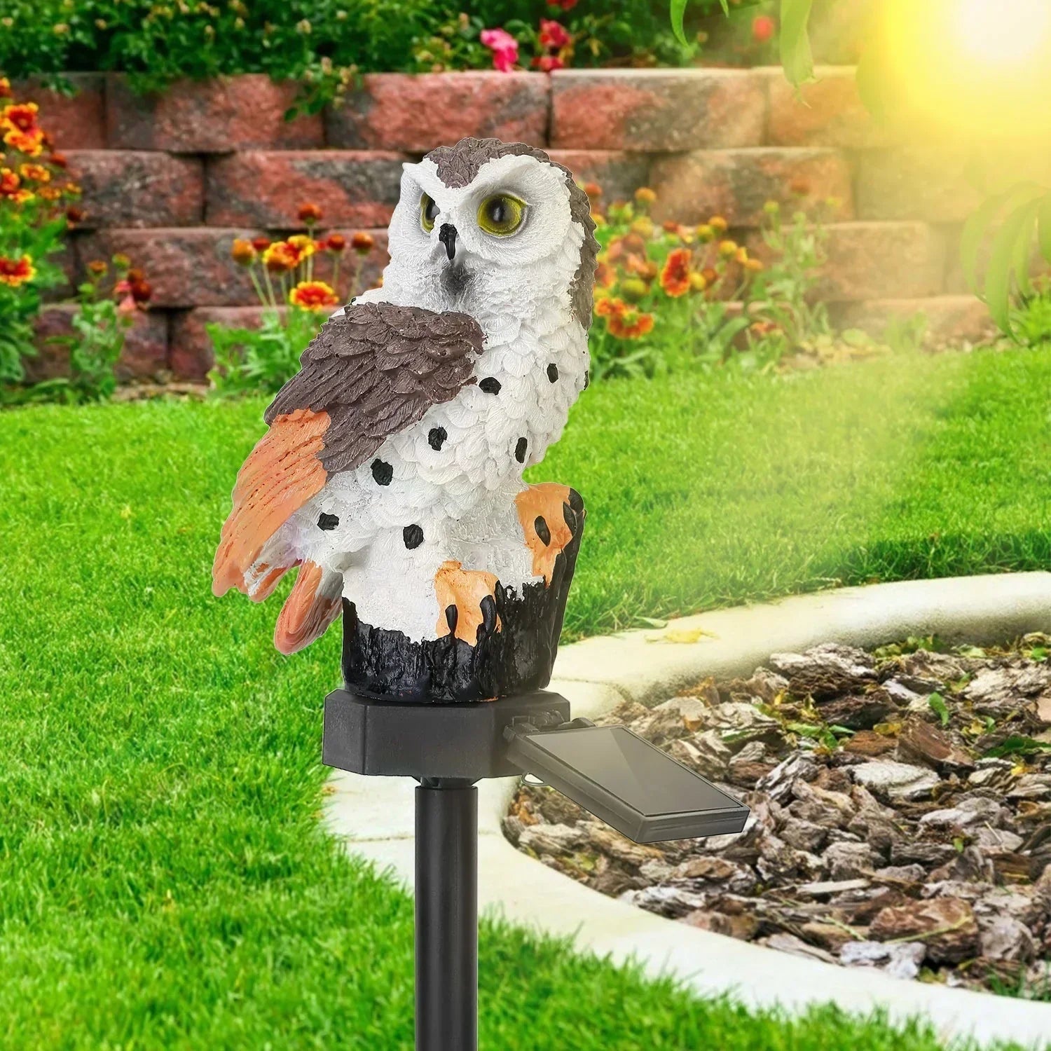 Trädgårdslampa Uggledesign LED Dekorativ Solenergi Belysning 9