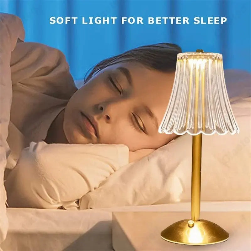 Trådlös Bordslampa med Kristalldekor och Dimbar Belysning 2