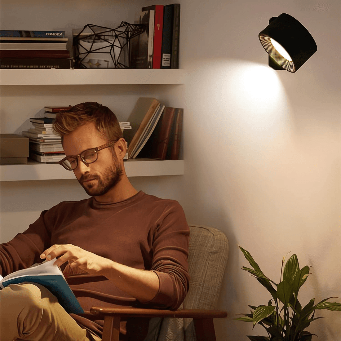 Trådlös LED-vägglampa Justerbar 360° 3