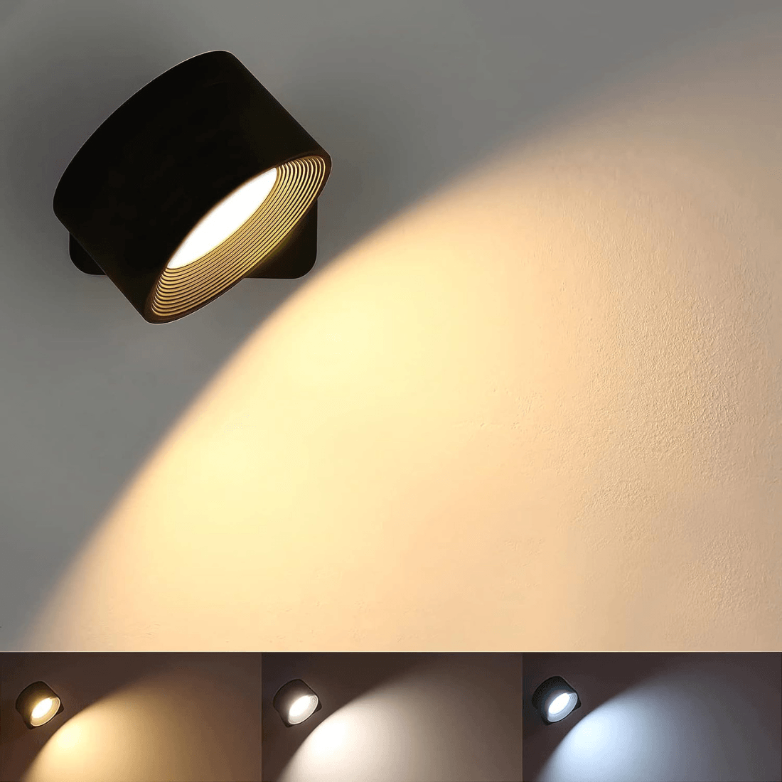 Trådlös LED-vägglampa Justerbar 360° 7