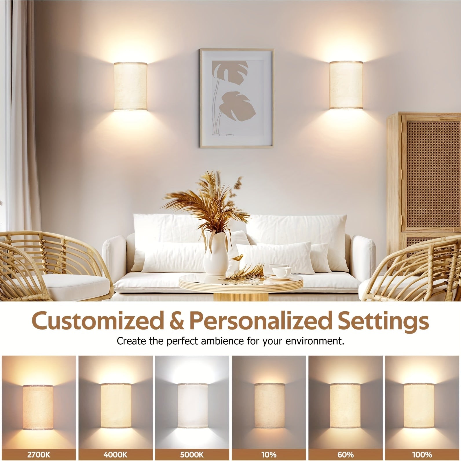 Trådlösa Vägglampor för Hemmet med Dimbar Funktion 2