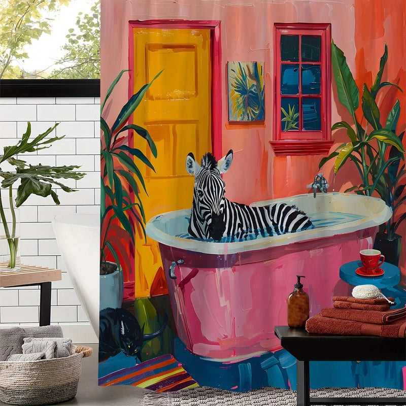 Tropisk Duschgardin Zebra Design 0