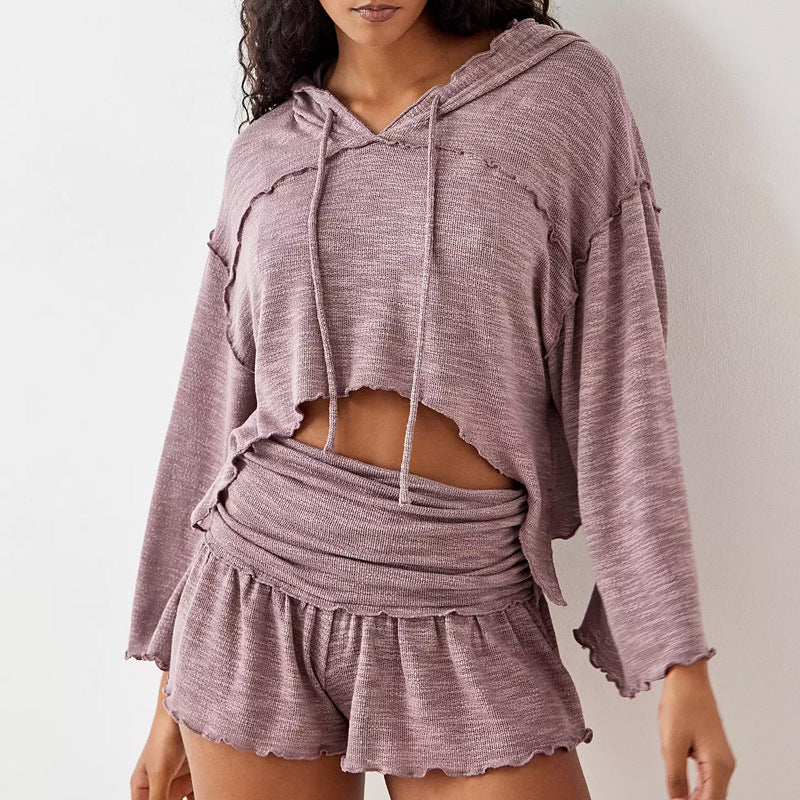 Tvådelat Set Dam Croppad Topp Högmidjade Shorts Jersey Blandning 2