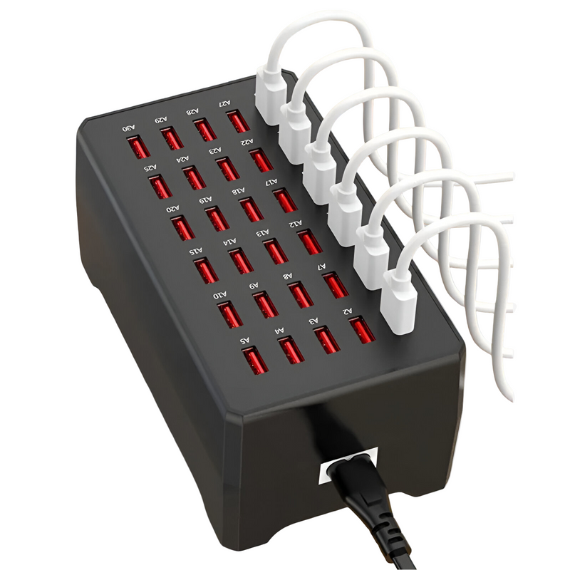 USB-laddningsstation för flera enheter med 30 portar 0