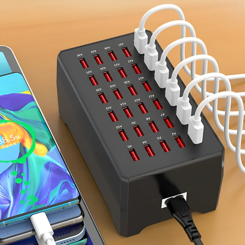 USB-laddningsstation för flera enheter med 30 portar 1