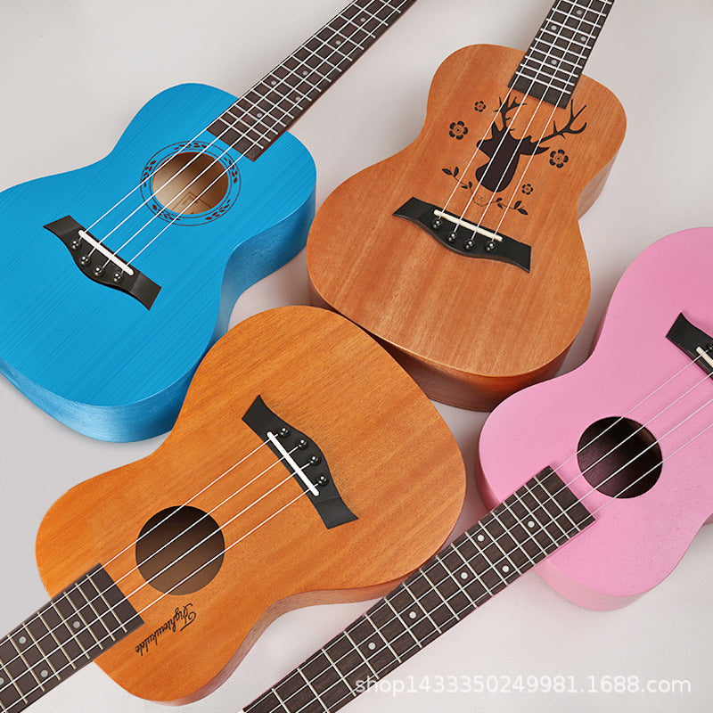 Ukulele för kvinnor och män med trädesign och bärbar stil 1