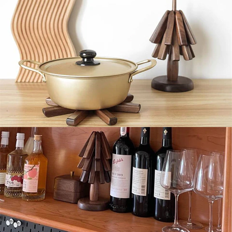 Underlägg Bord Set i Svart Valnöt för Skydd av Bordsytor 8