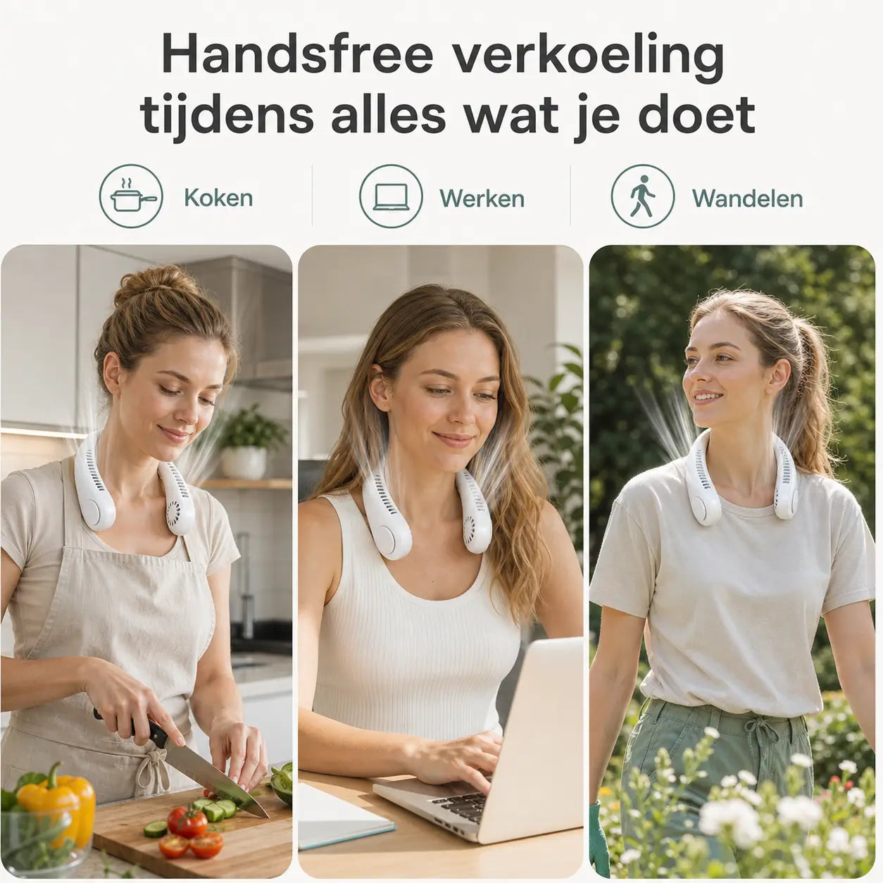 Unisex Bärbar Halsfläkt Med Justerbara Hastigheter 4