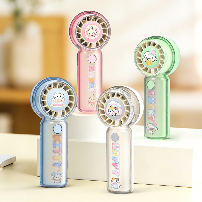 Unisex Bärbar Minifläkt Med Kattmotiv Tyst Motor 4