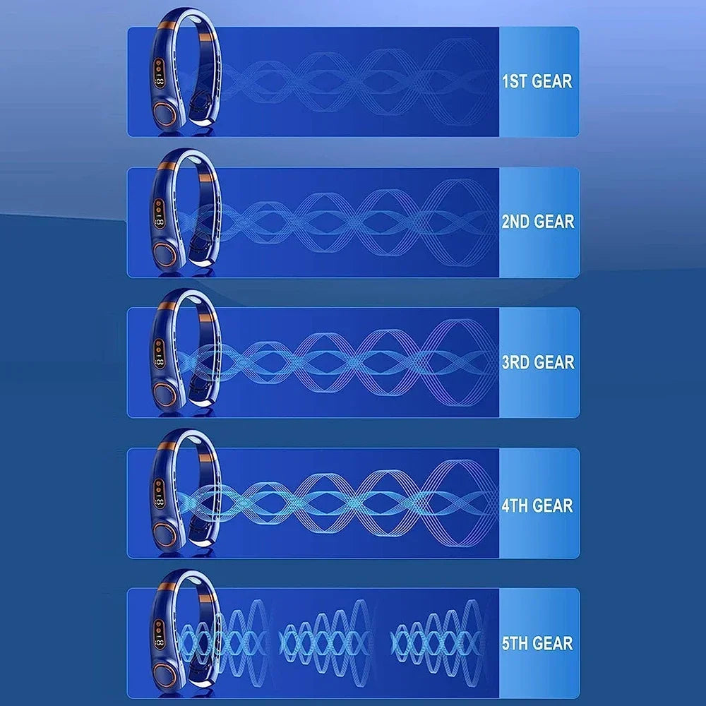 Unisex Bärbar Nackfläkt Bladlös med Digital Display 4