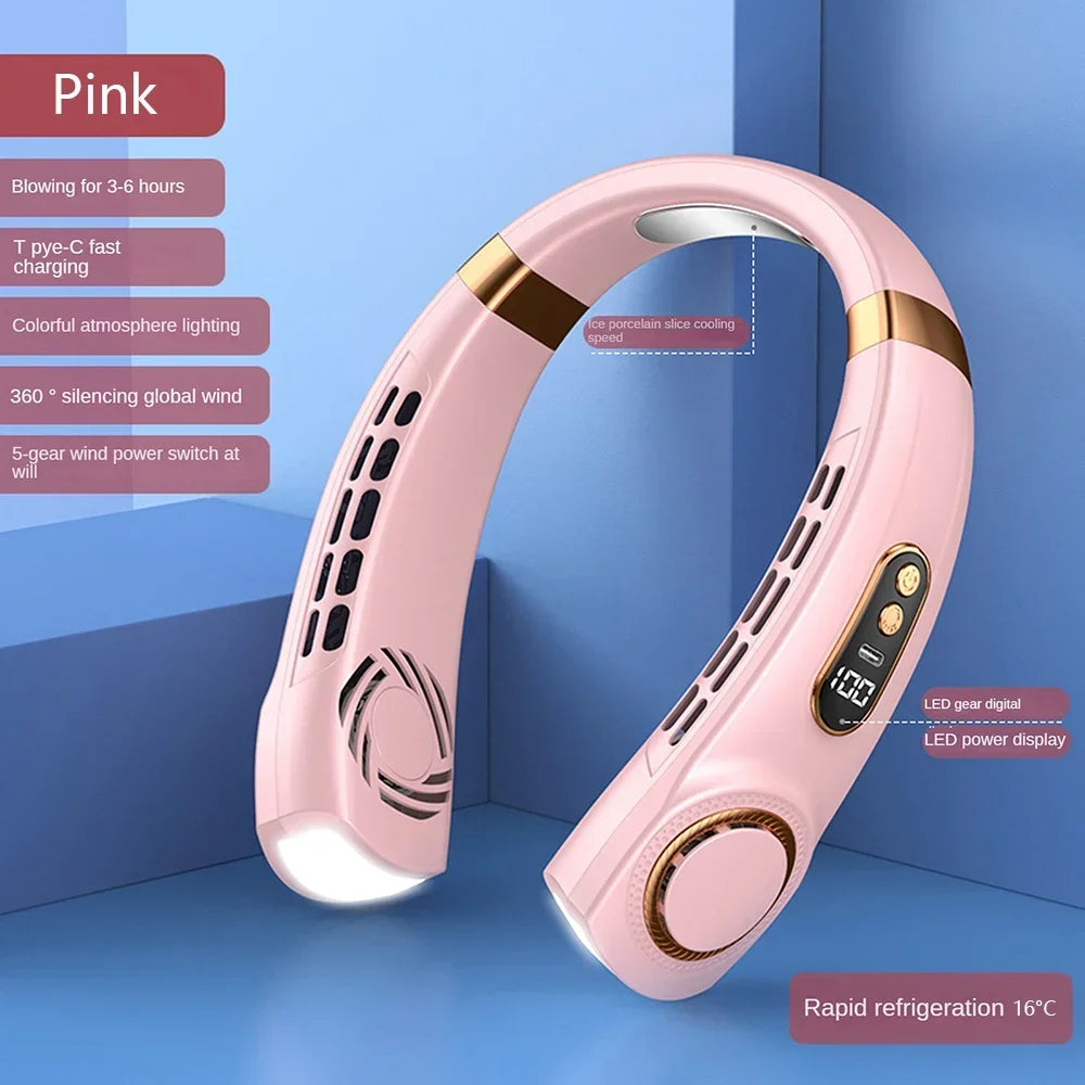 Unisex Bärbar Nackfläkt Bladlös med Digital Display 8