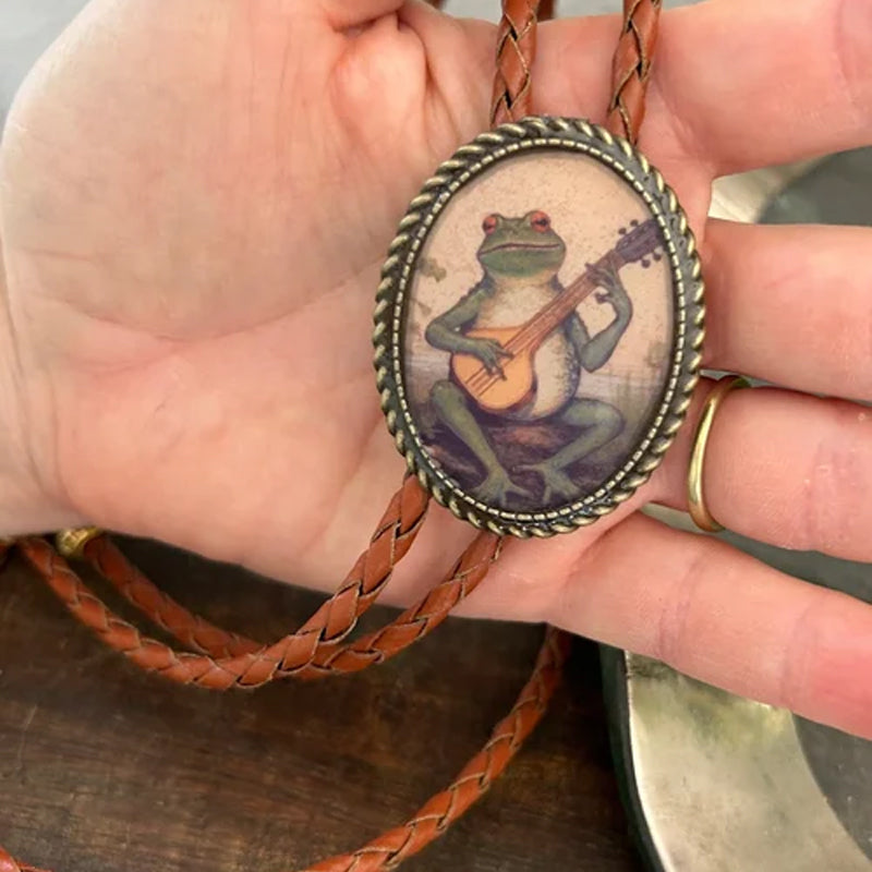 Unisex Bolo Tie med Groda och Banjo Design 0