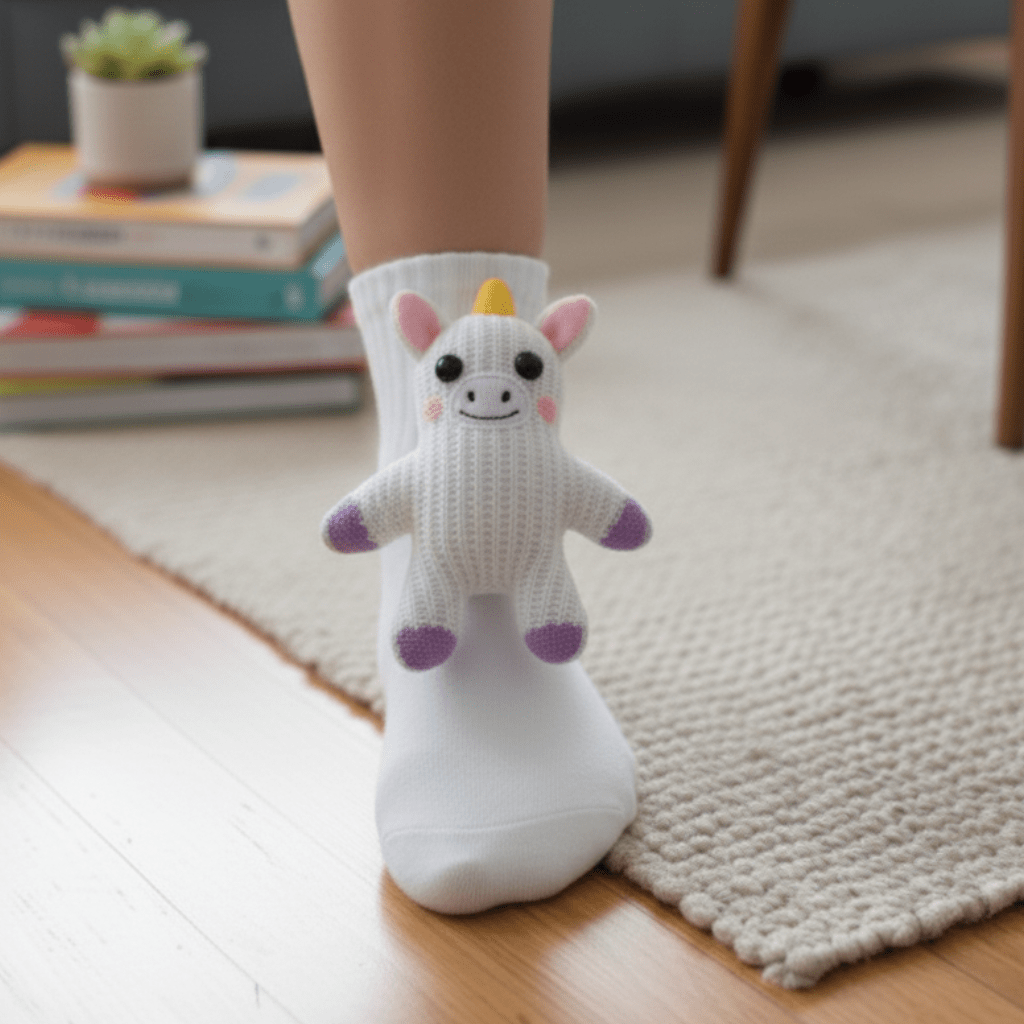 Unisex Husstrumpor med 3D-Djuraccent Fluffiga och Halkfria 13