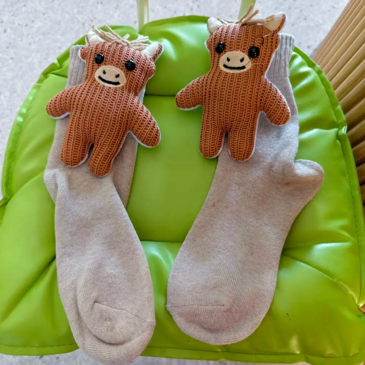 Unisex Husstrumpor med 3D-Djuraccent Fluffiga och Halkfria 9