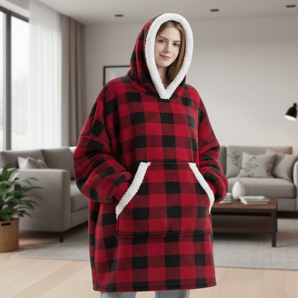 Unisex Huvtröja Fleece Med Stor Ficka 1
