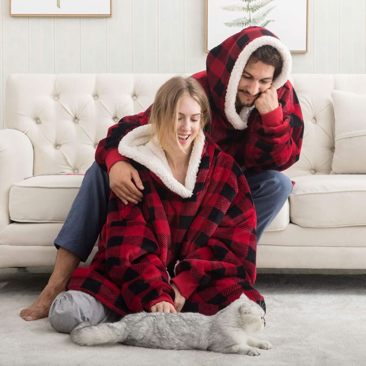 Unisex Huvtröja Fleece Med Stor Ficka 4