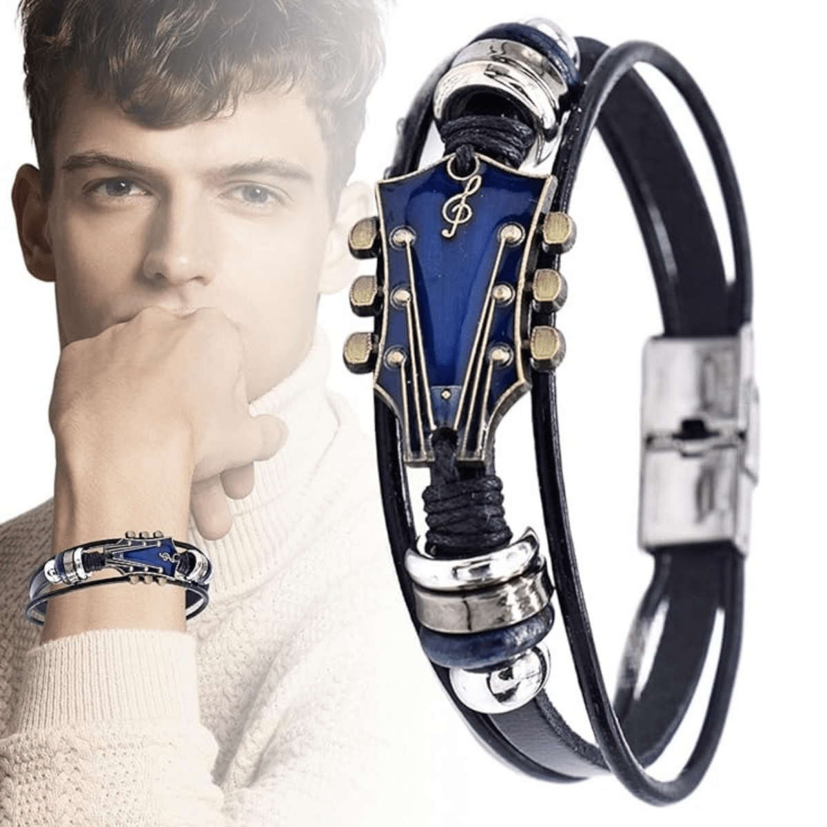 Unisex Läderarmband med Gitarrinspirerad Design 7