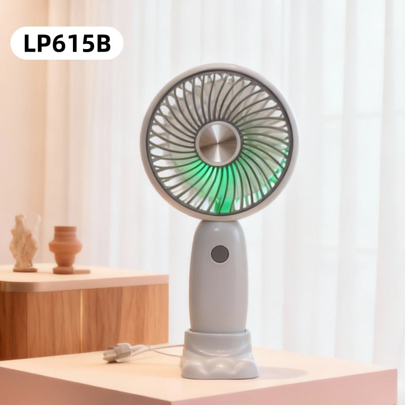 Unisex Mini Handfläkt Bärbar med LED-ljusring och Björnöron Design 23