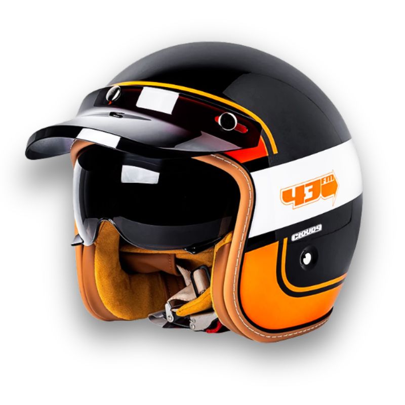 Unisex Motorcykelhjälm Klassisk Stil Med Visir 11