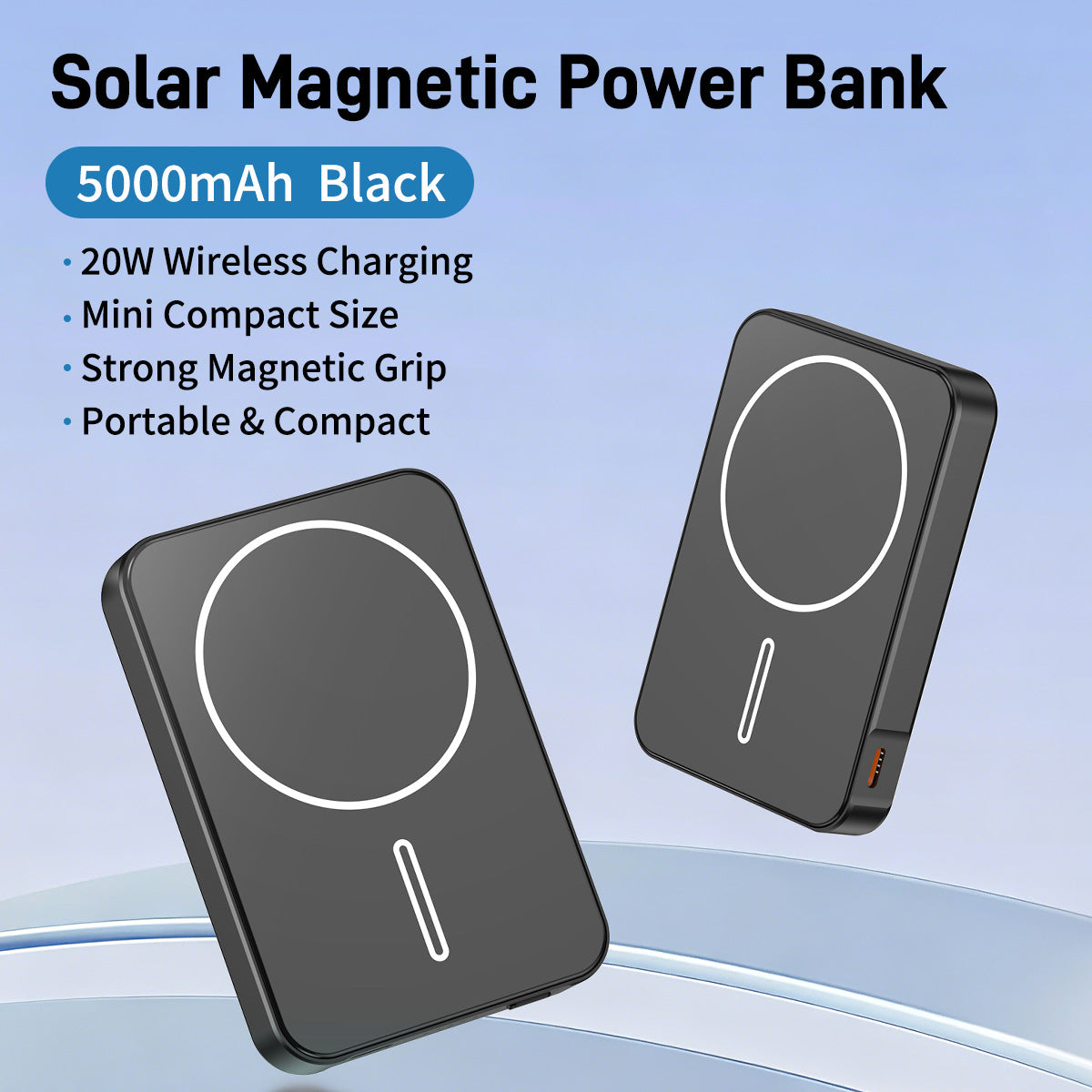 Unisex Powerbank Med Solceller Och Snabbladdning 2