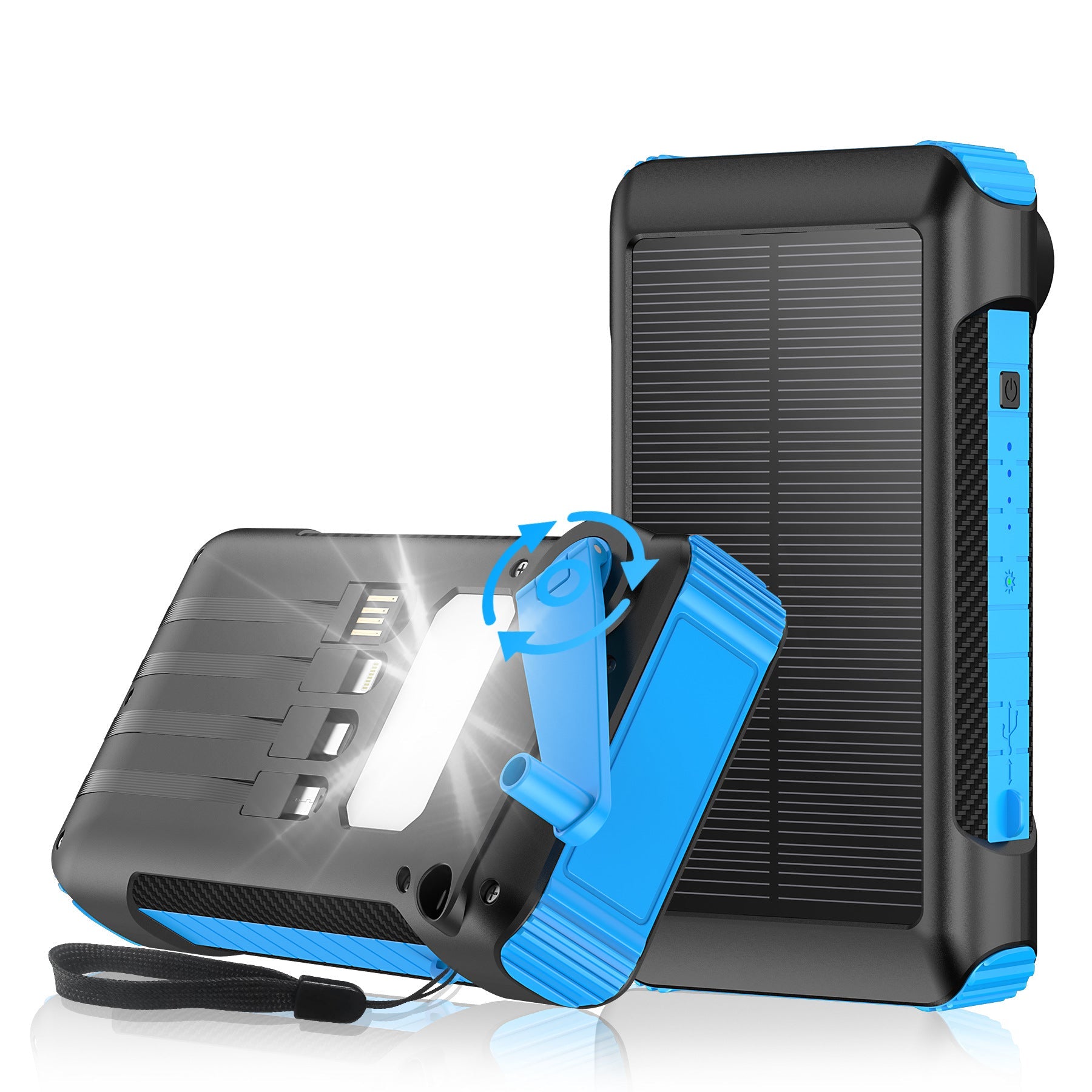 Unisex Powerbank med Solenergi, LED-ljus och Kompass för Utomhusbruk 3