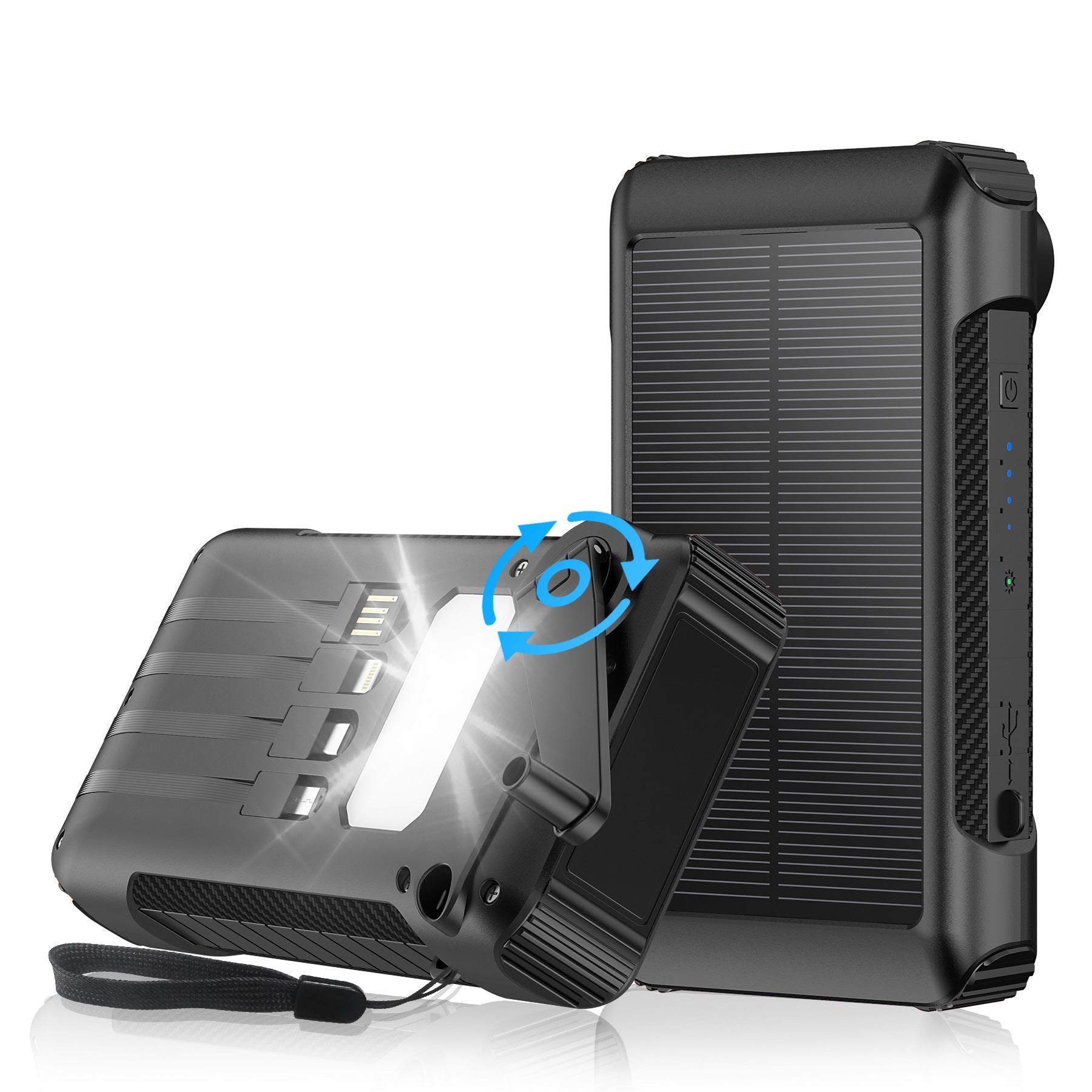 Unisex Powerbank med Solenergi, LED-ljus och Kompass för Utomhusbruk 7